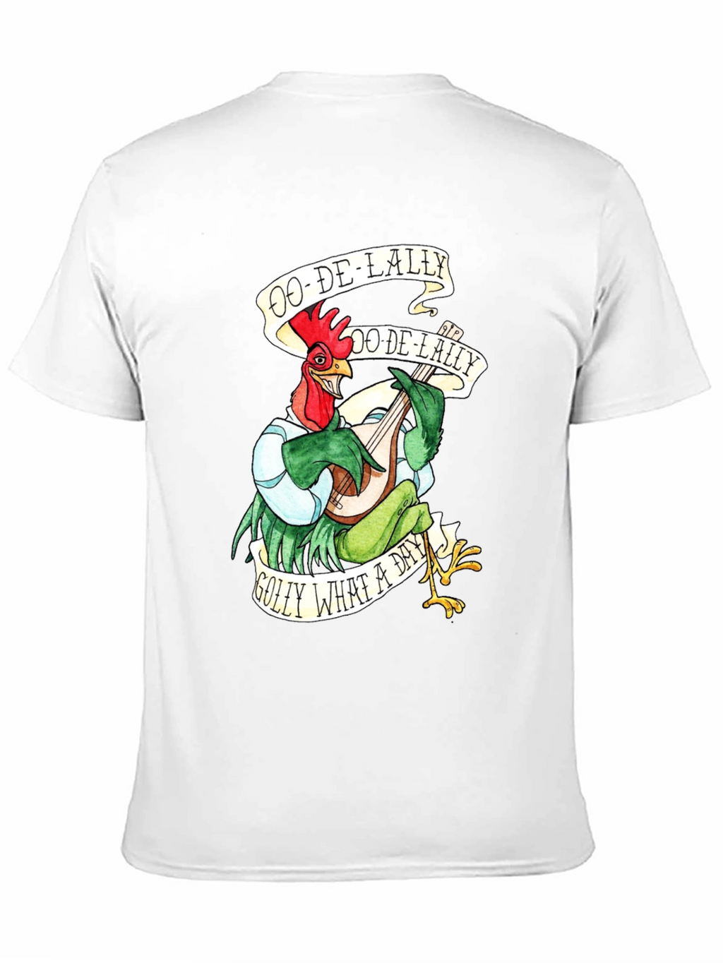 Camiseta Negra con Diseño de Gallo Músico