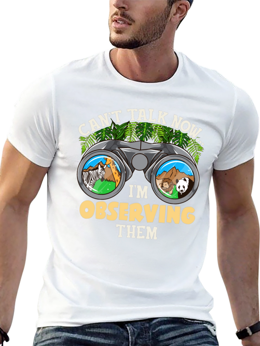 Camiseta Hombre Observando Animales - Estilo Casual