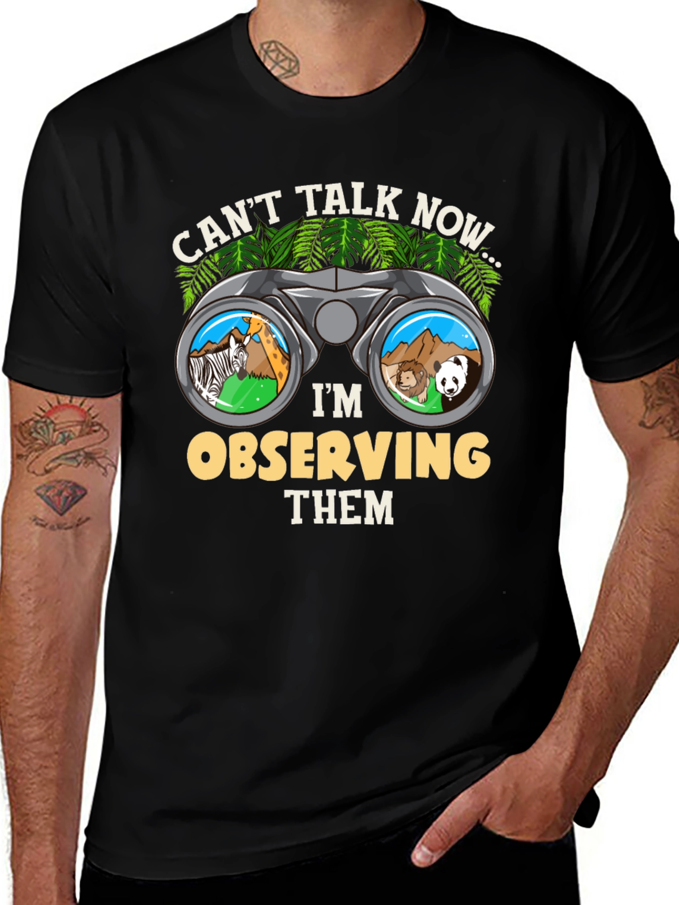 Camiseta Hombre Observando Animales - Estilo Casual