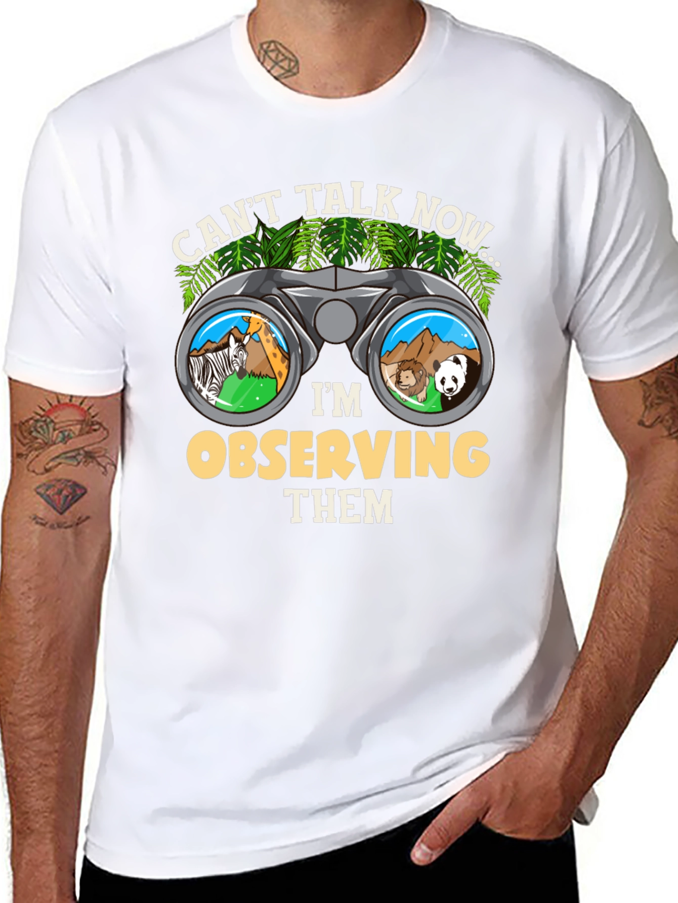 Camiseta Hombre Observando Animales - Estilo Casual