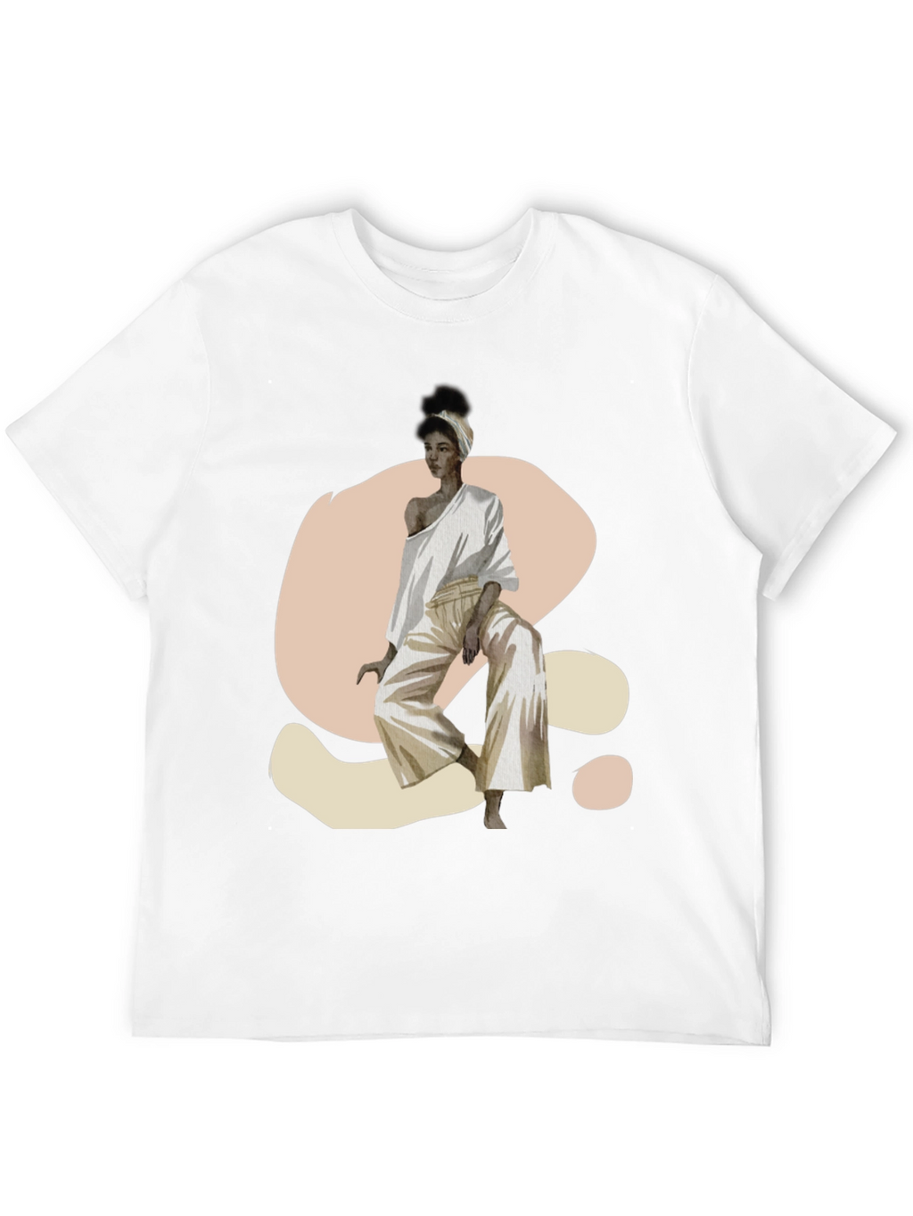 Camiseta Negra con Diseño Abstracto de Mujer