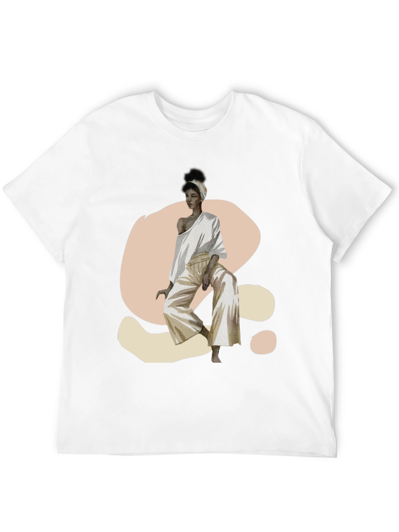 Camiseta Negra con Diseño Abstracto de Mujer