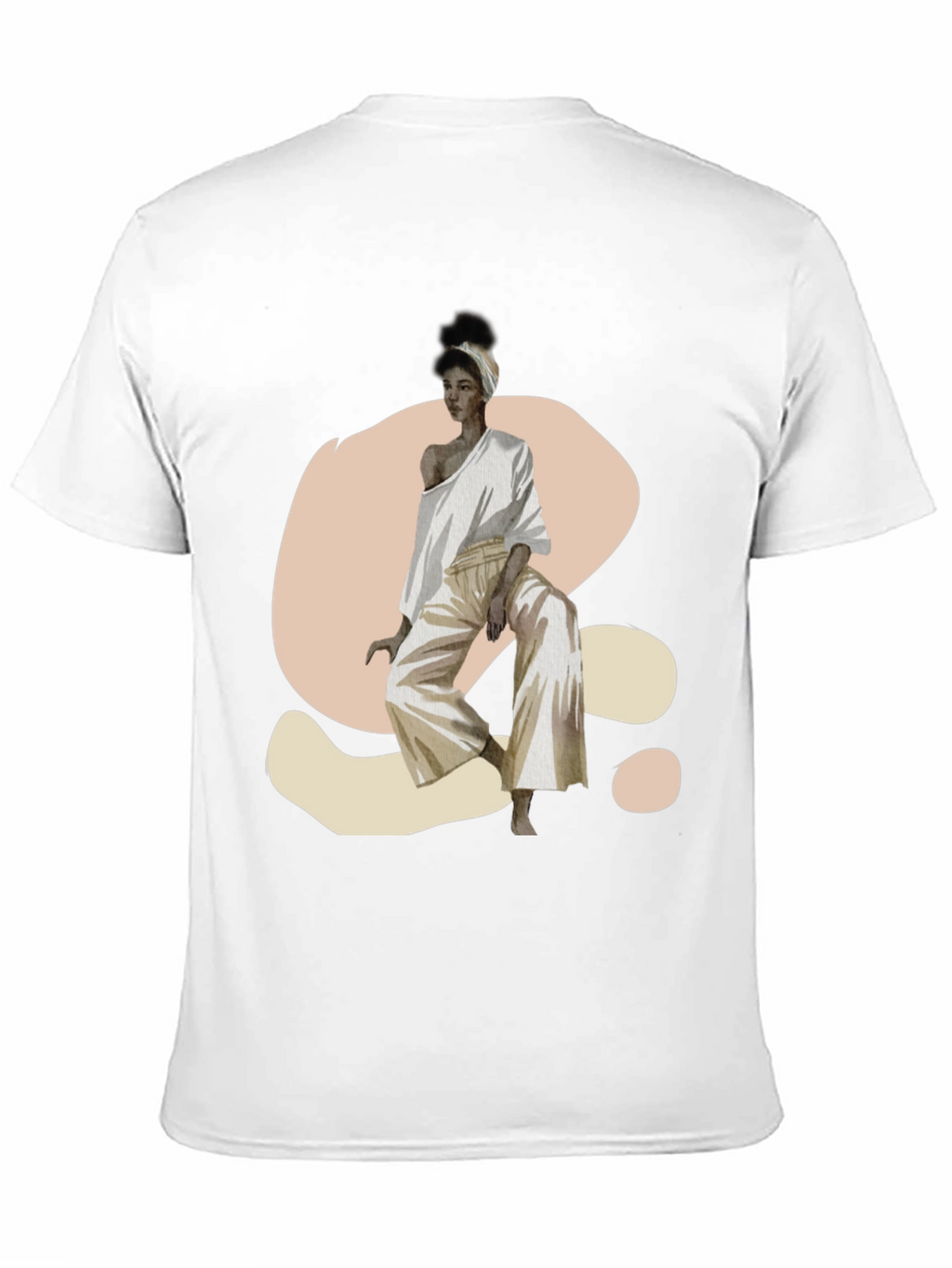 Camiseta Negra con Diseño Abstracto de Mujer