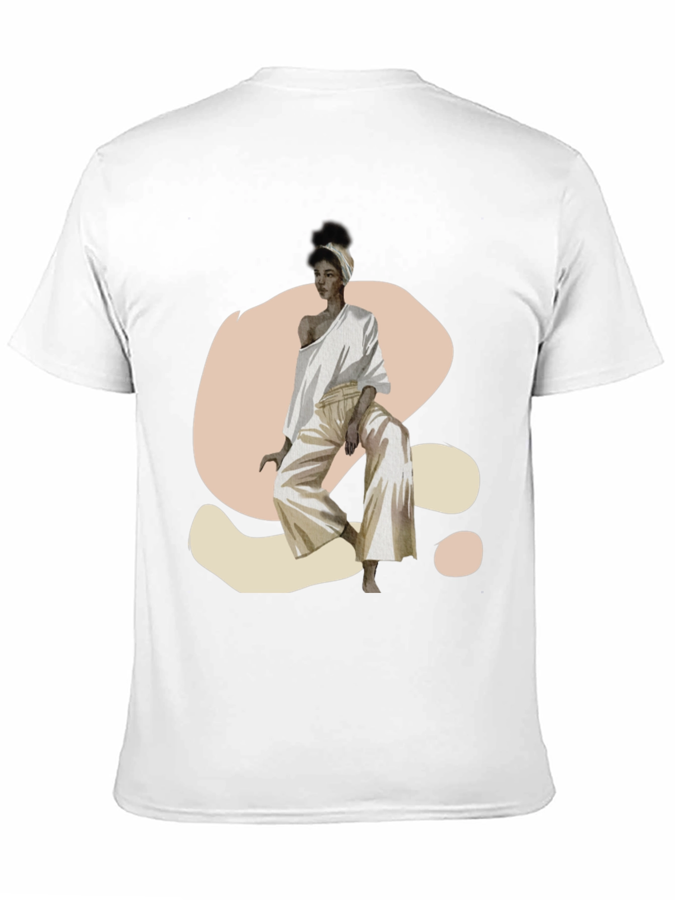 Camiseta Negra con Diseño Abstracto de Mujer