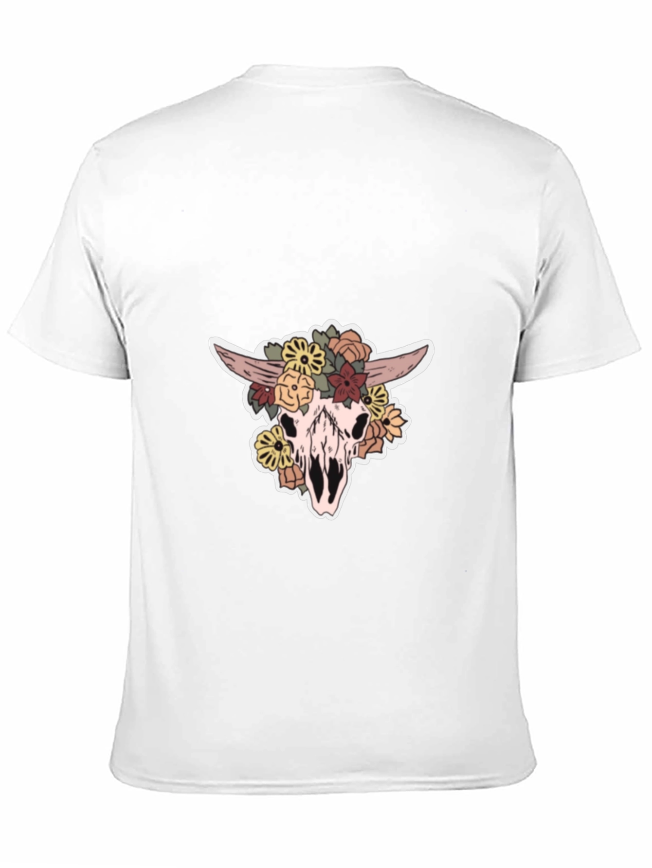 Camiseta Negra Calavera de Vaca con Flores