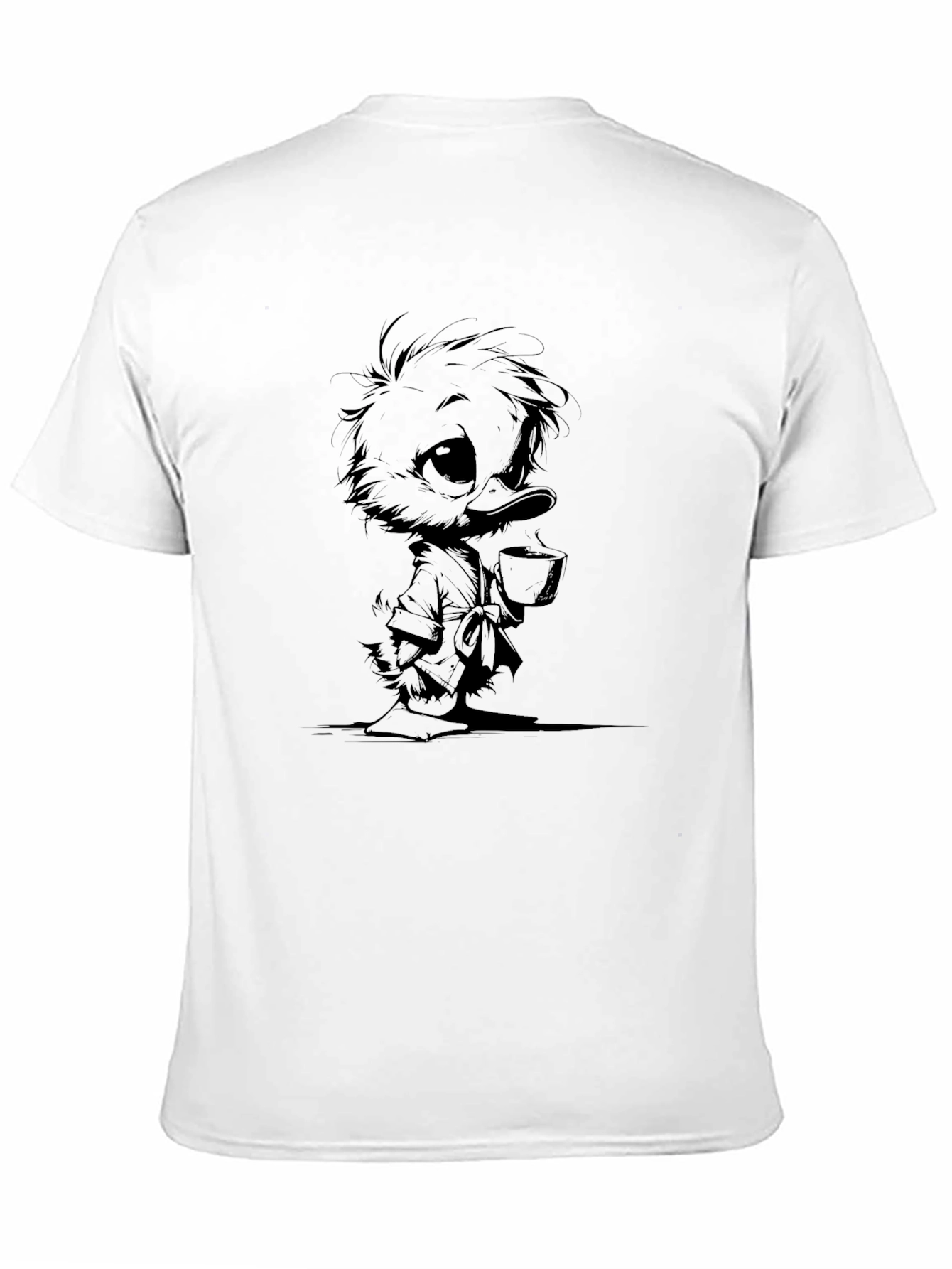 Camiseta Negra con Diseño de Pato Despertando