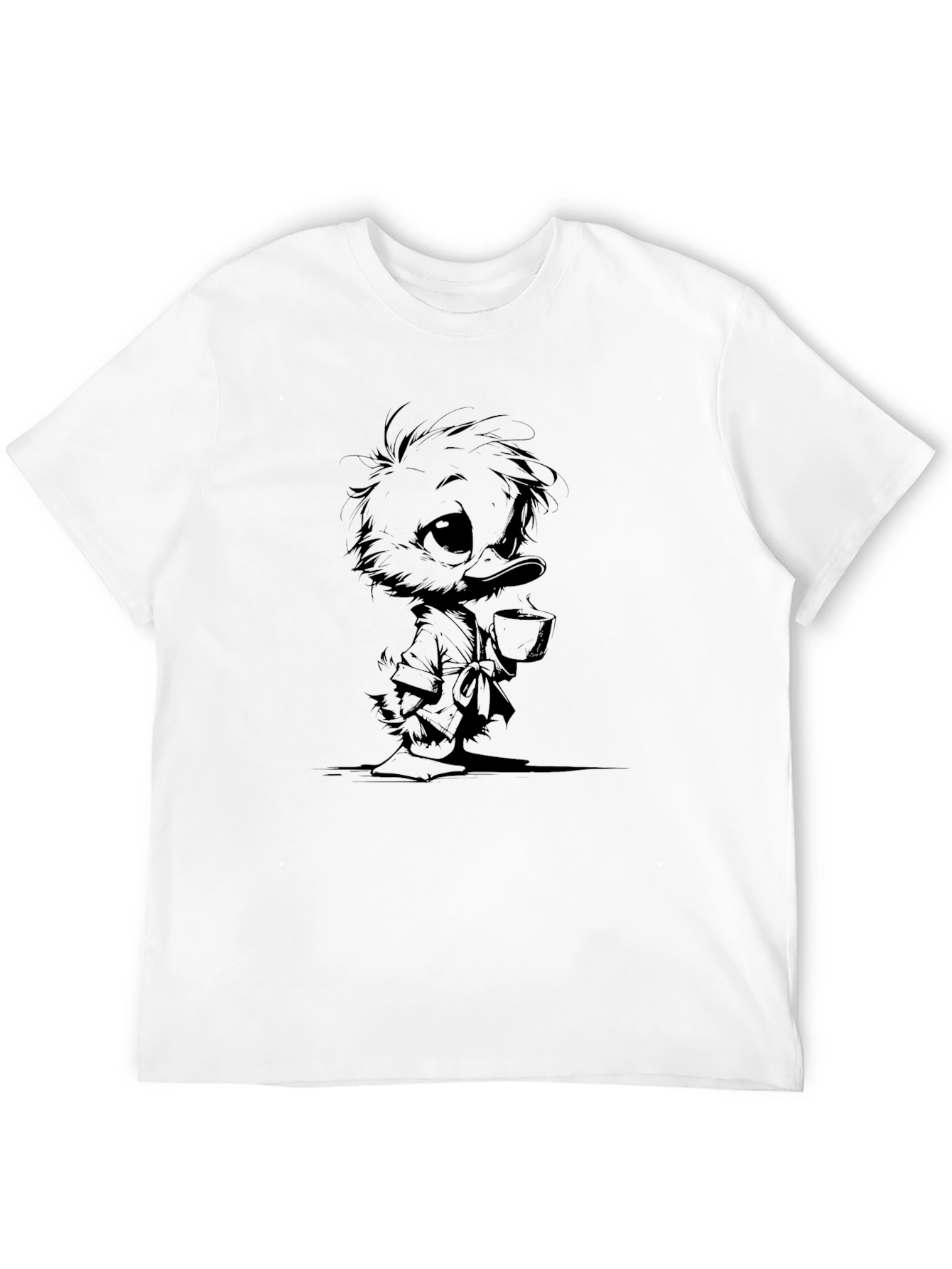 Camiseta Negra con Diseño de Pato Despertando