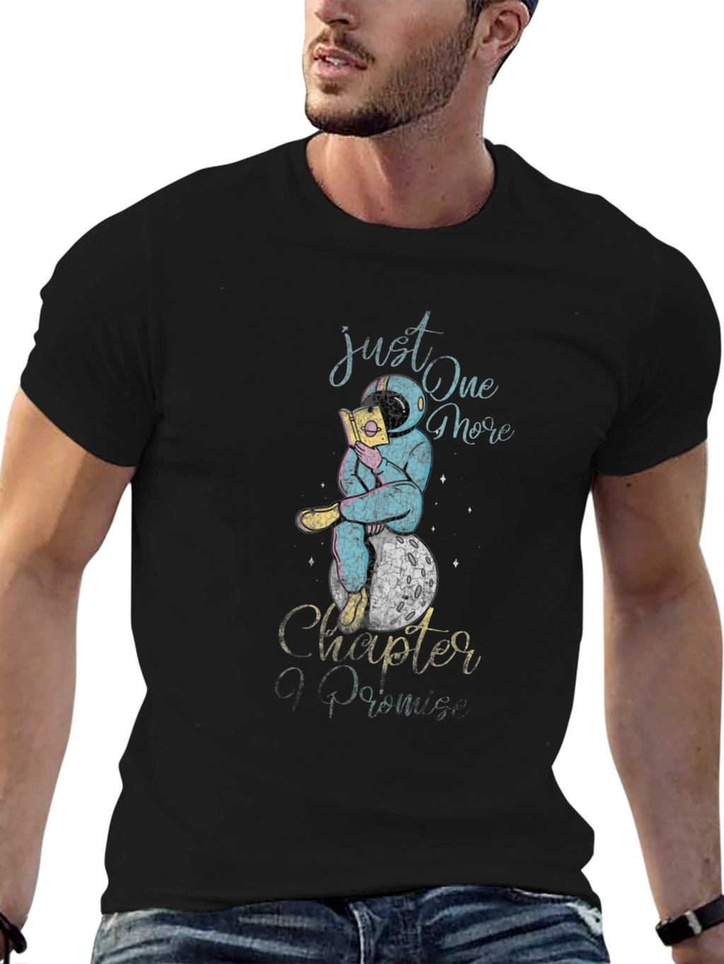 Camiseta Negra Astronauta Lector