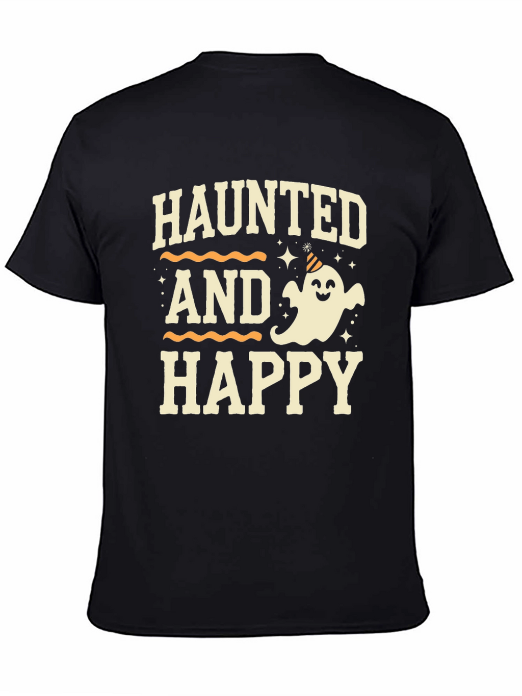 Camiseta Halloween Haunted and Happy Negra