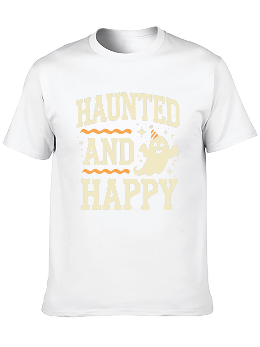 Camiseta Halloween Haunted and Happy Negra