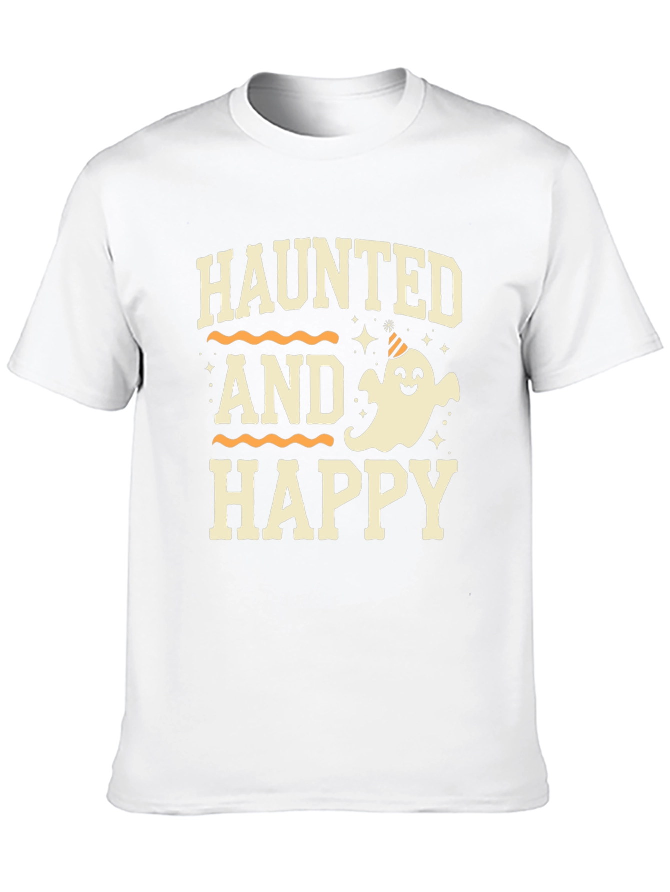 Camiseta Halloween Haunted and Happy Negra