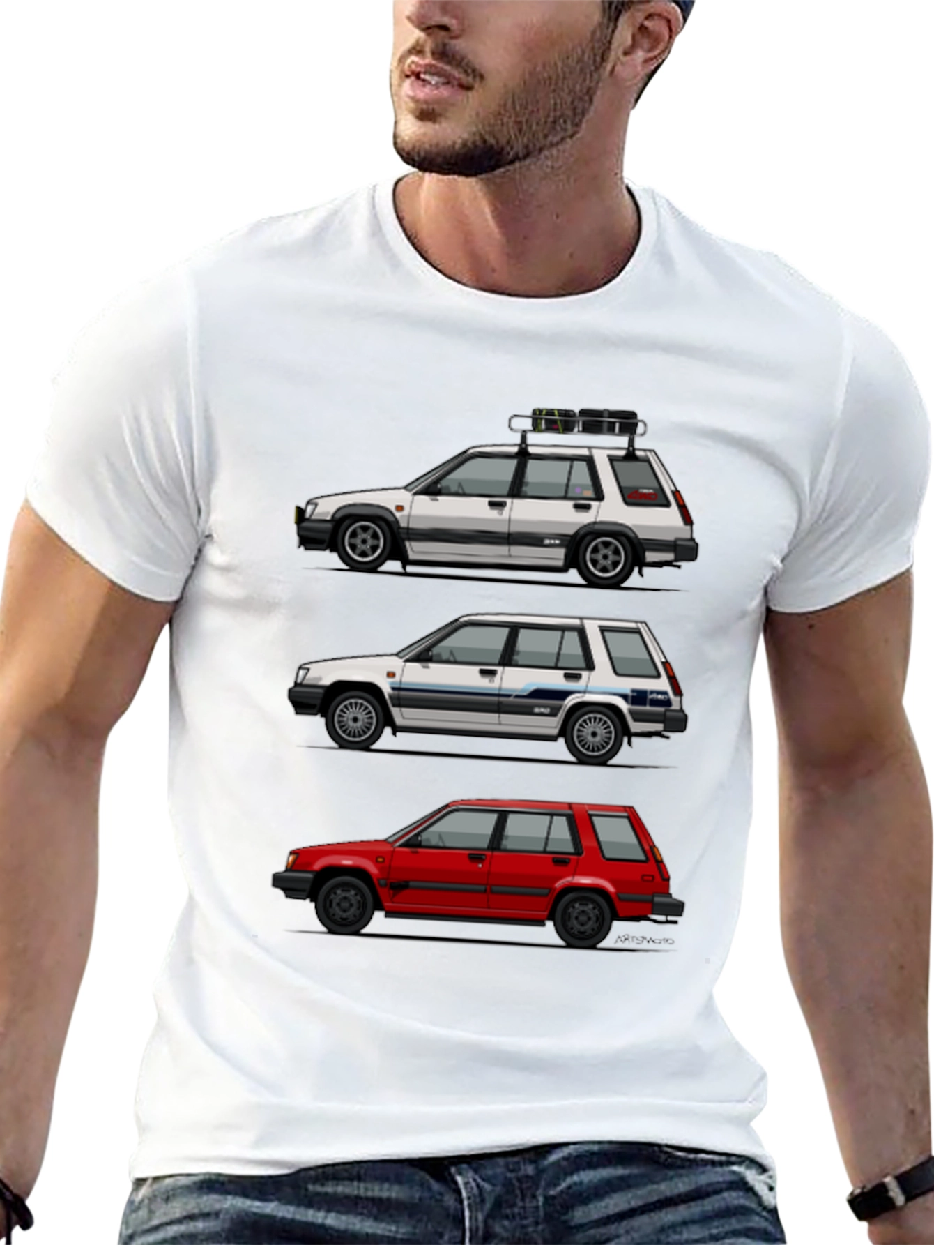 Camiseta Negra con Diseño de Coches Toyota Tercel