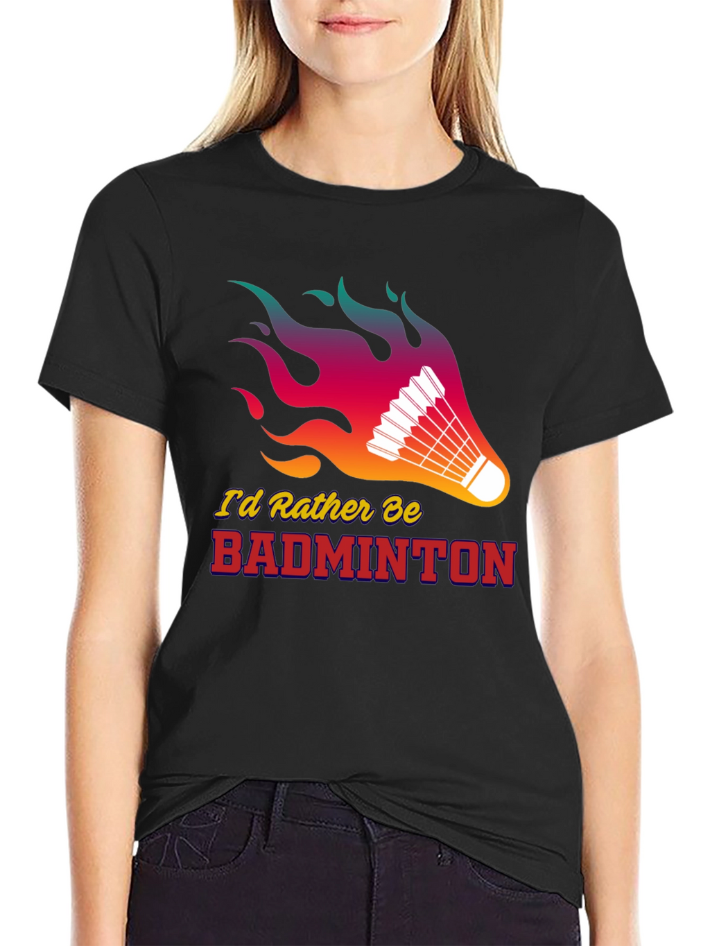 Camiseta Negra Badminton con Diseño Llamativo