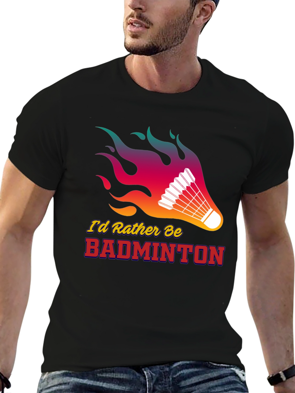 Camiseta Negra Badminton con Diseño Llamativo