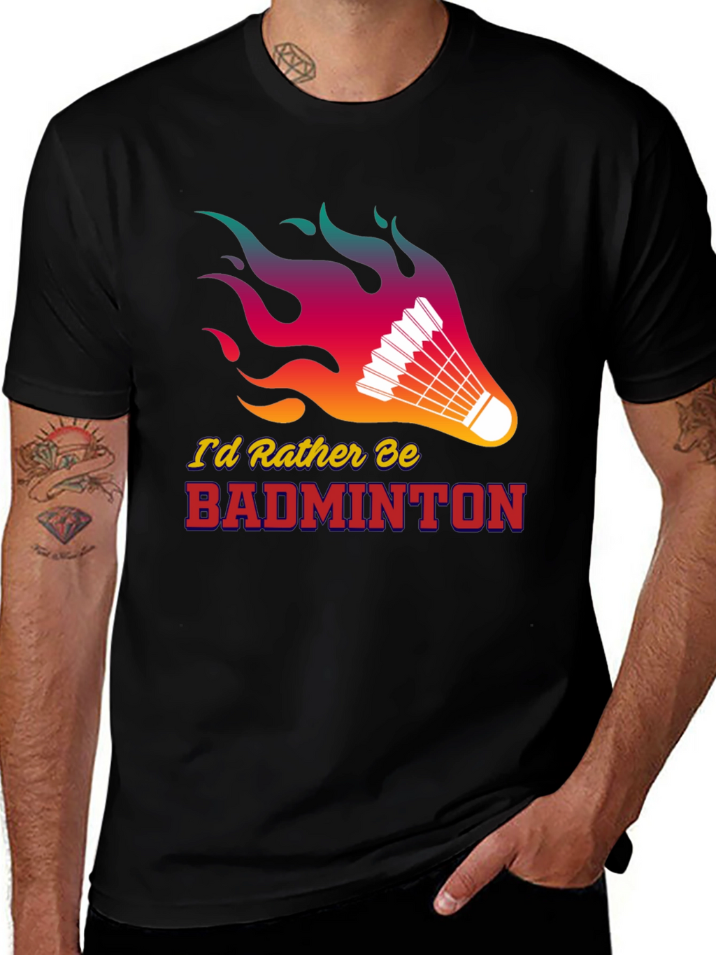Camiseta Negra Badminton con Diseño Llamativo
