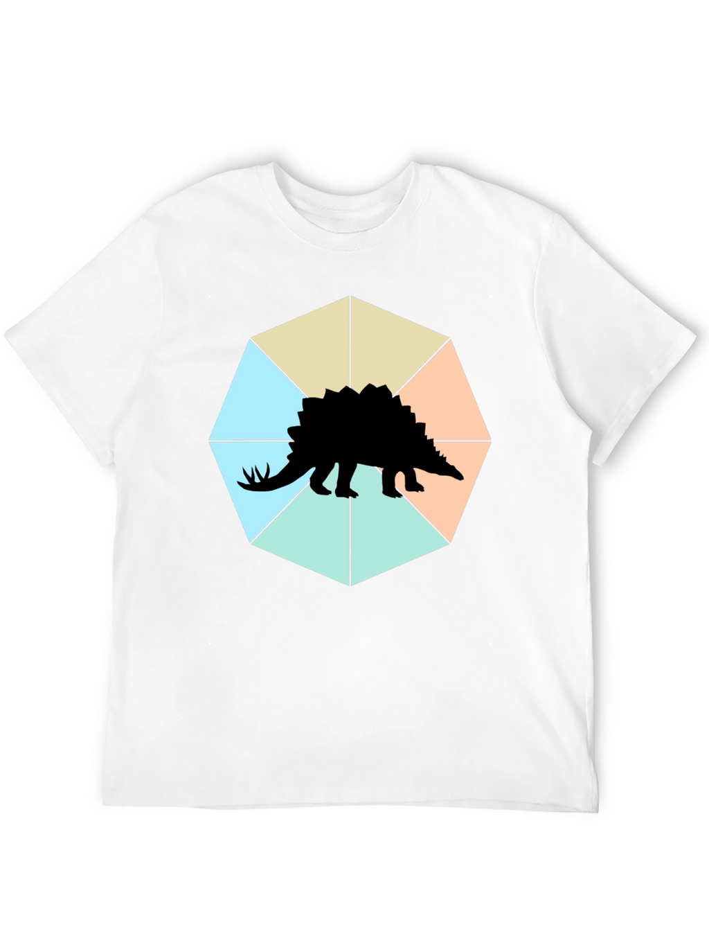 Camiseta Negra con Diseño de Estegosaurio Geométrico