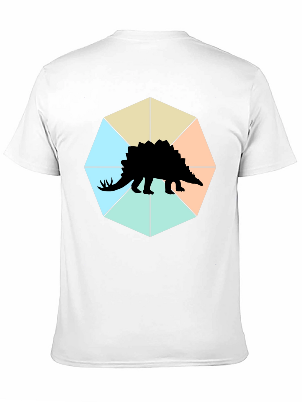Camiseta Negra con Diseño de Estegosaurio Geométrico