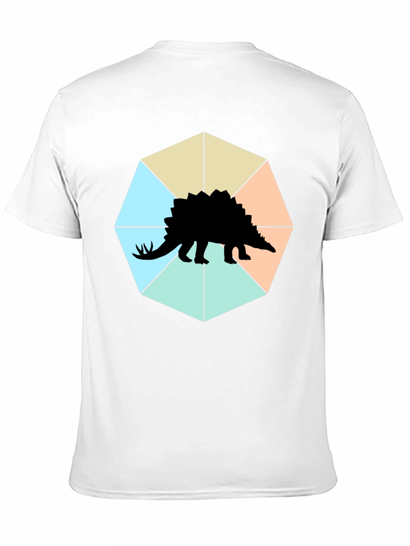 Camiseta Negra con Diseño de Estegosaurio Geométrico