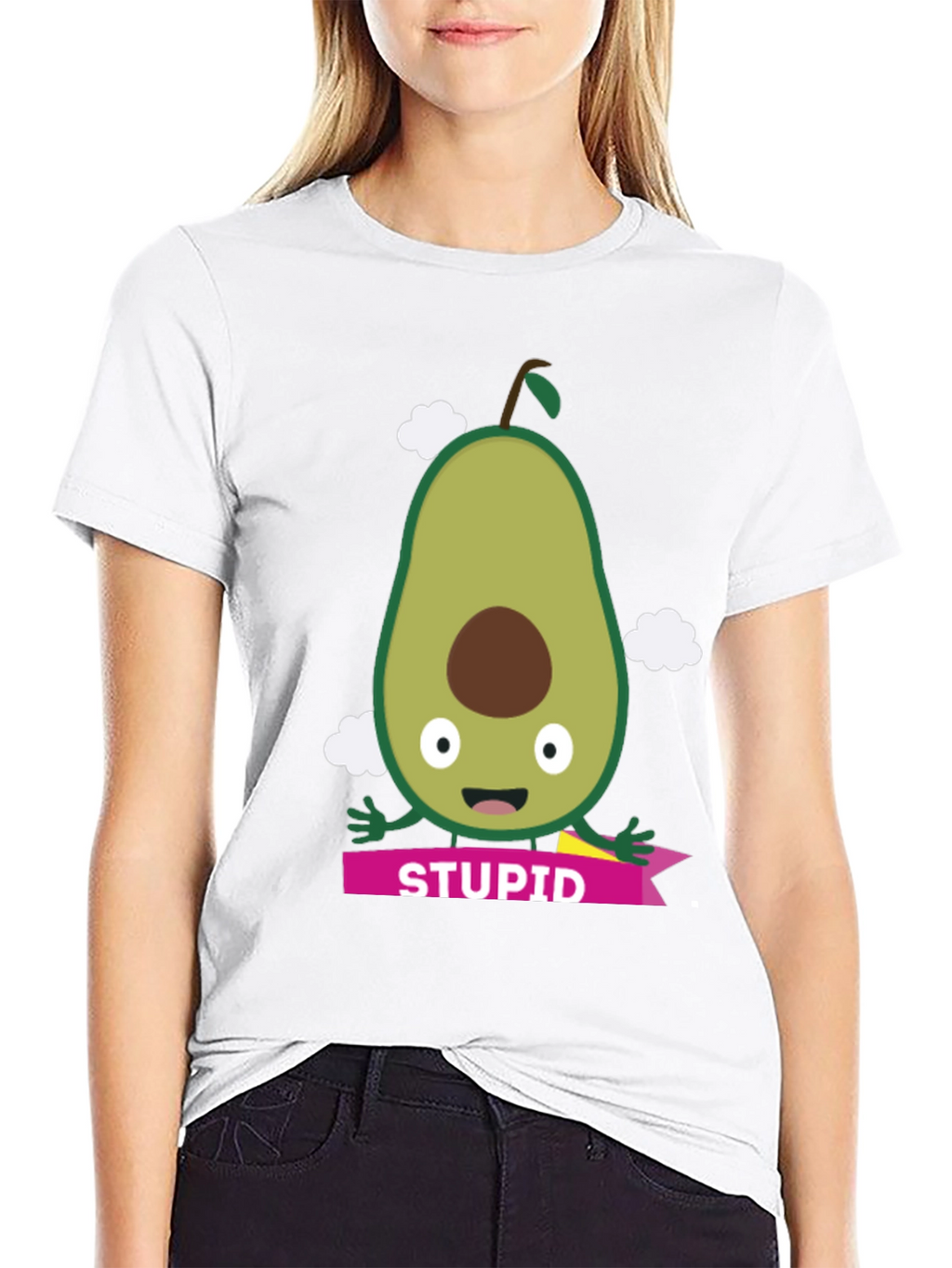 Camiseta Negra con Aguacate Estúpido para Hombre