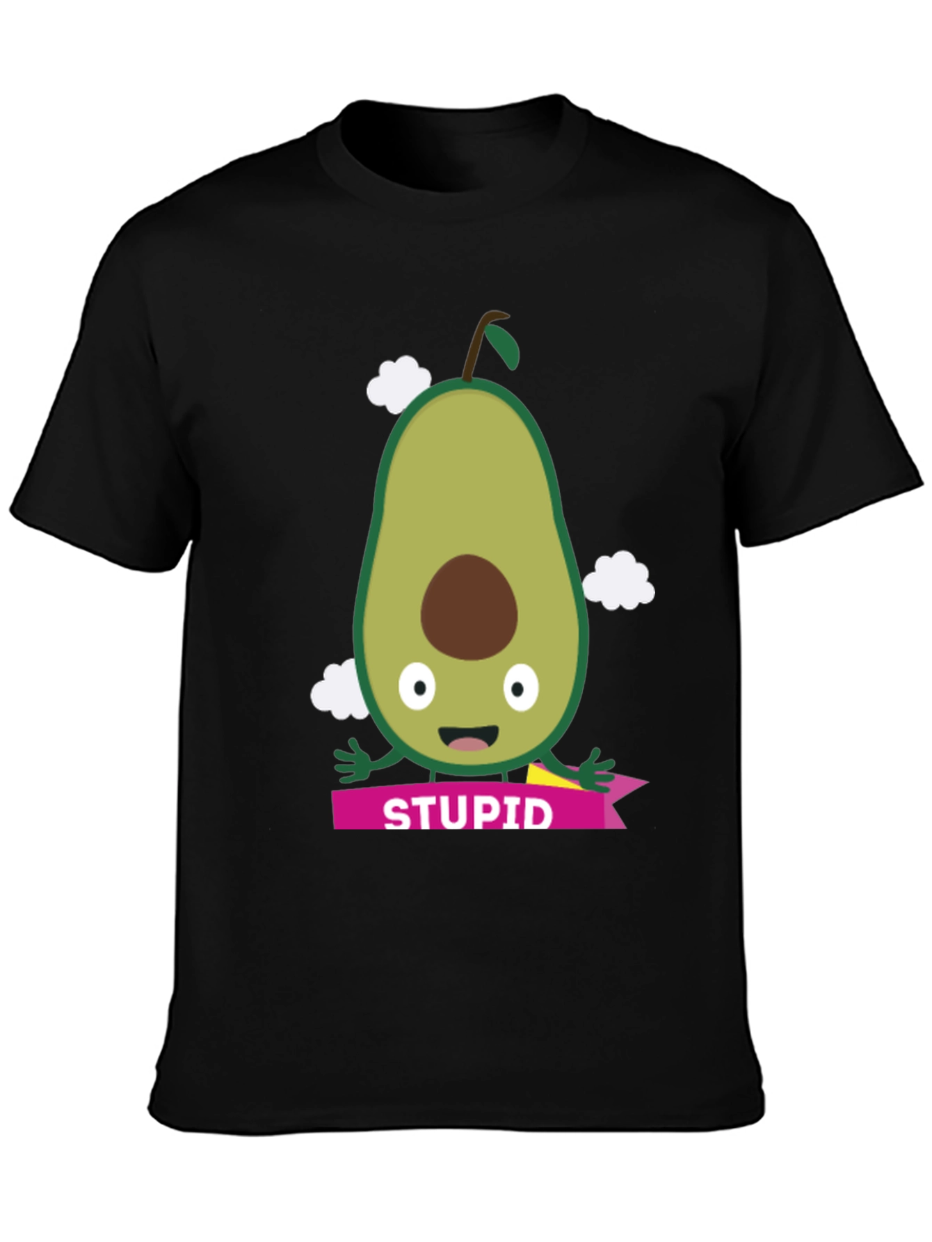 Camiseta Negra con Aguacate Estúpido para Hombre