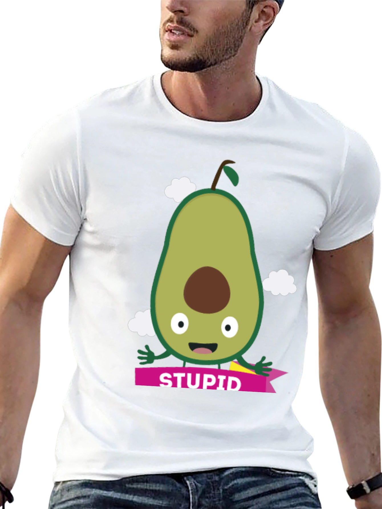 Camiseta Negra con Aguacate Estúpido para Hombre