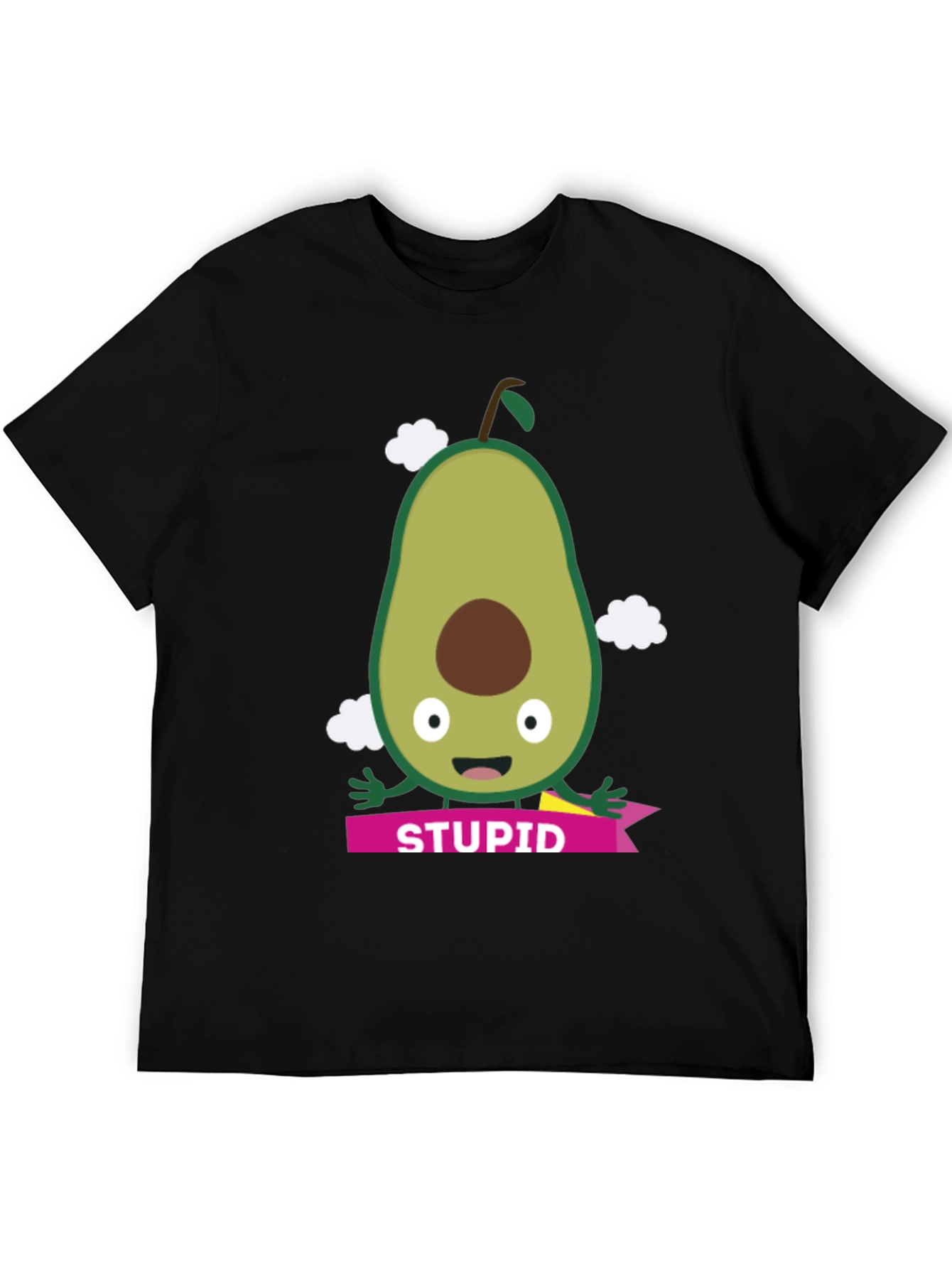 Camiseta Negra con Aguacate Estúpido para Hombre