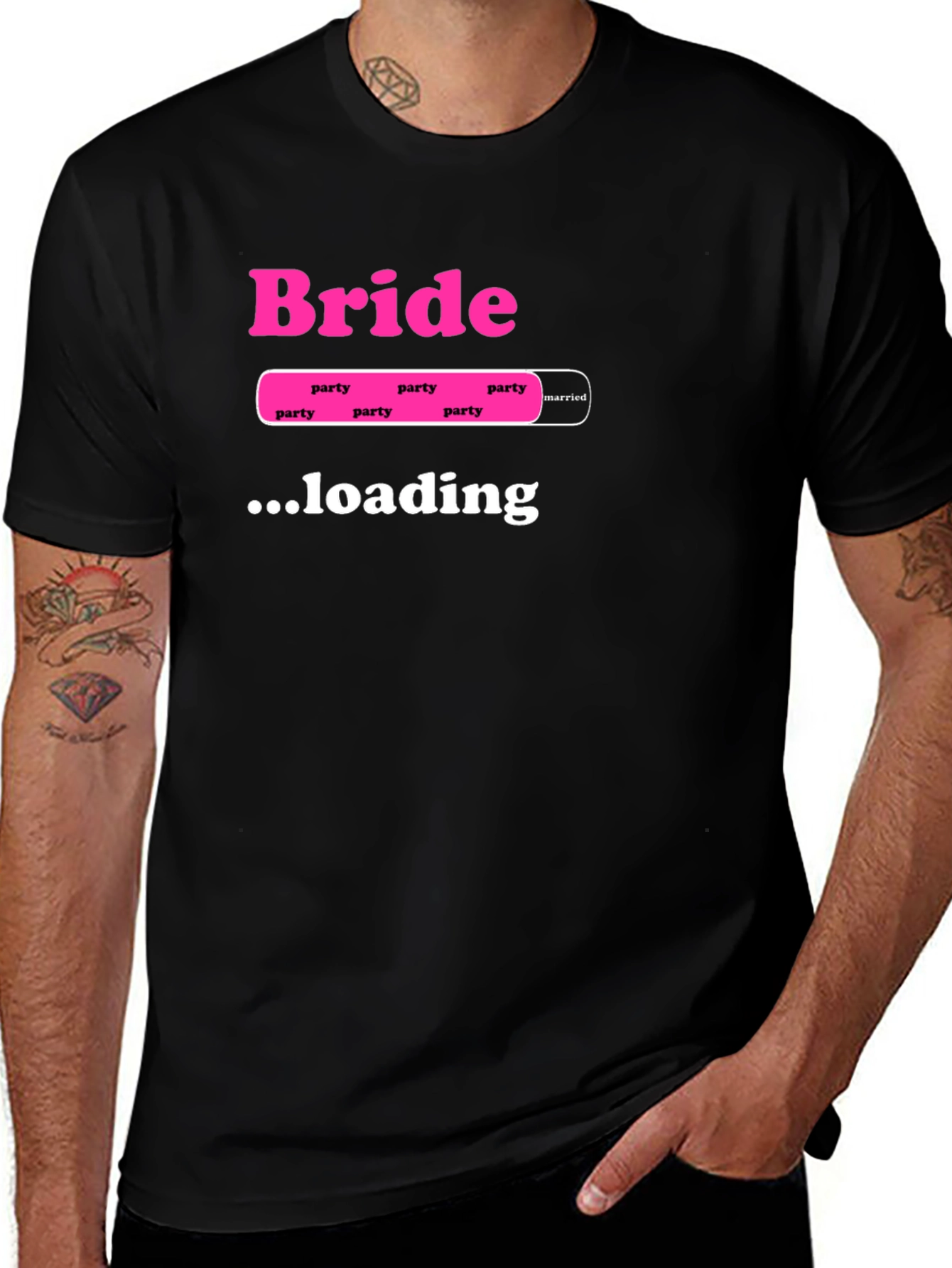 Camiseta Negra Bride Loading para Despedida de Soltera