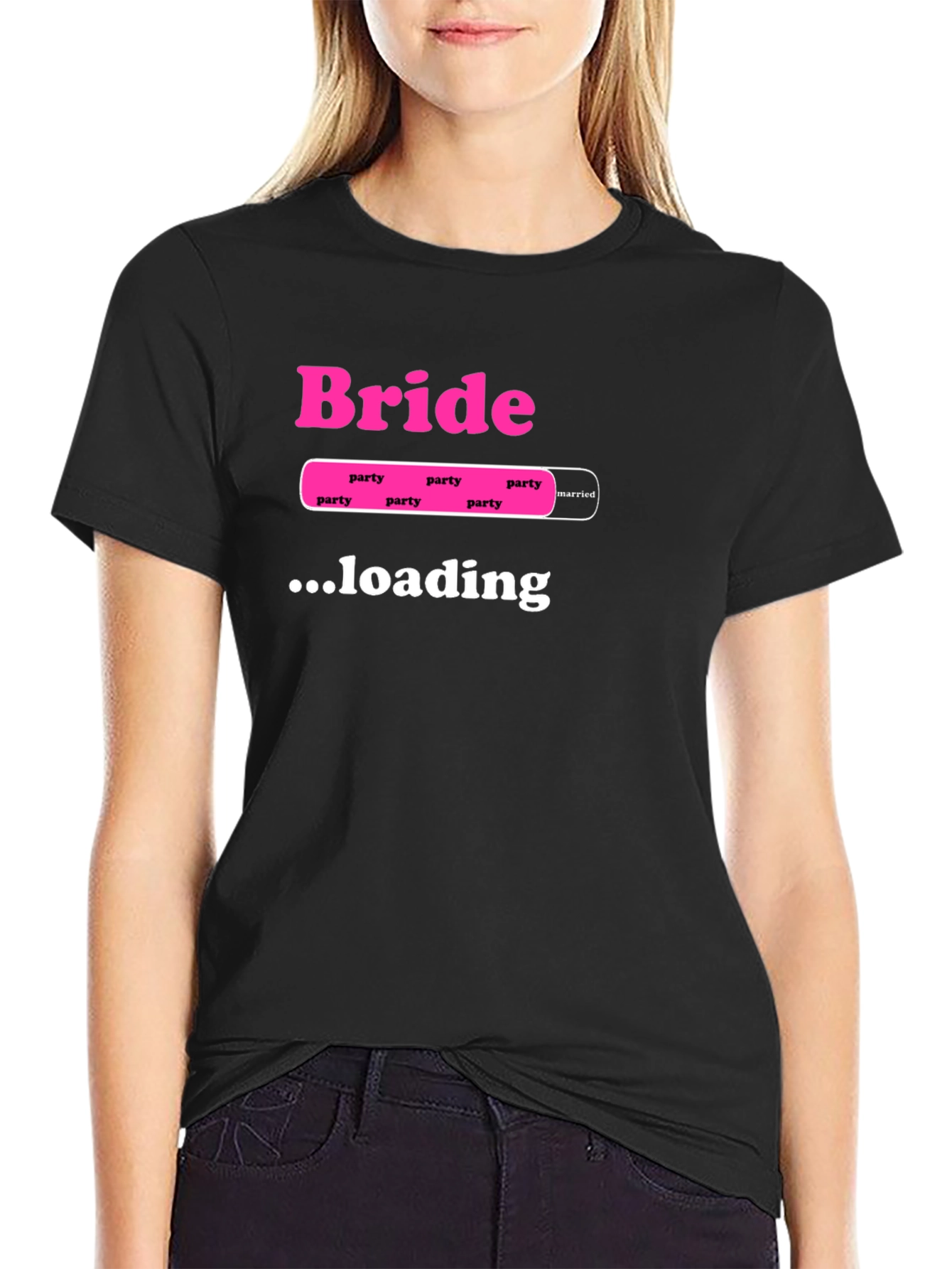 Camiseta Negra Bride Loading para Despedida de Soltera