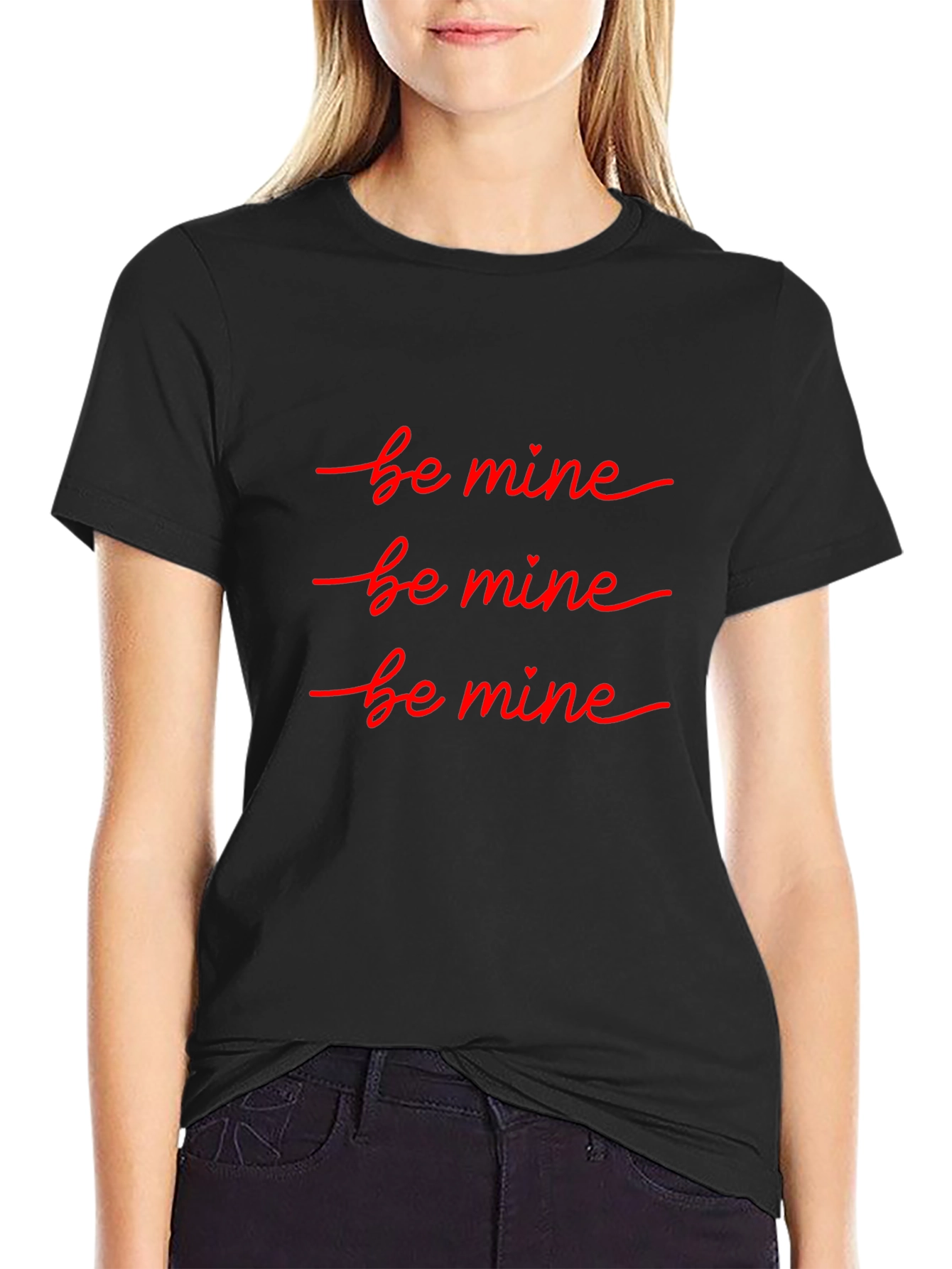 Camiseta Negra Be Mine - Estilo Romántico