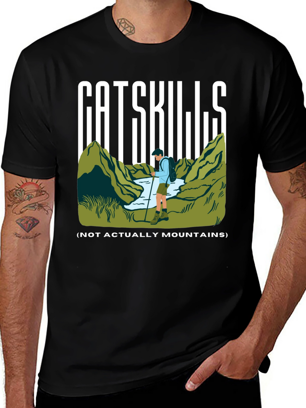 Camiseta Negra Catskills para Aventureros