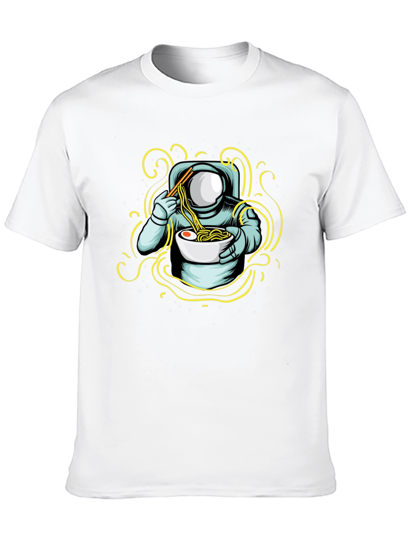 Camiseta Negra Astronauta Comiendo Ramen