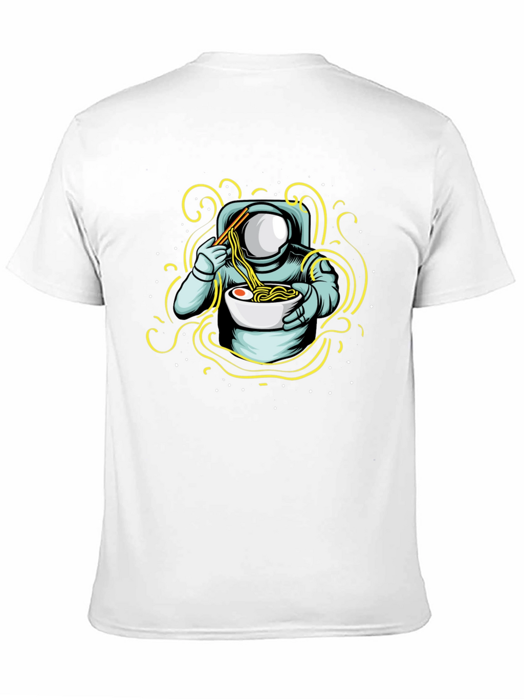Camiseta Negra Astronauta Comiendo Ramen