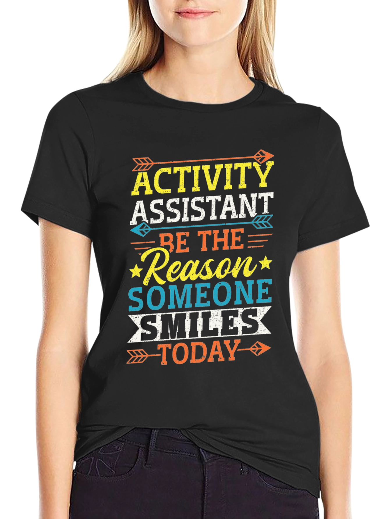 Camiseta Negra Activity Assistant - Haz Sonreír Hoy