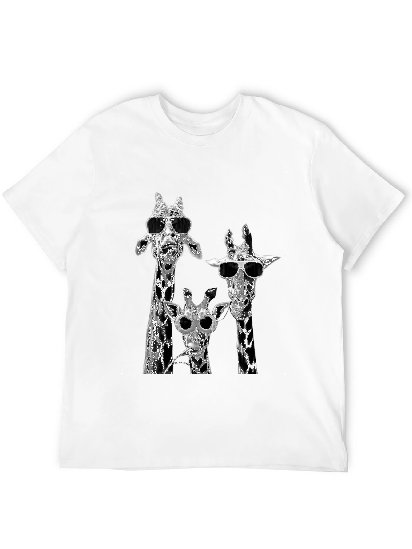 Camiseta Negra con Diseño de Jirafas con Gafas