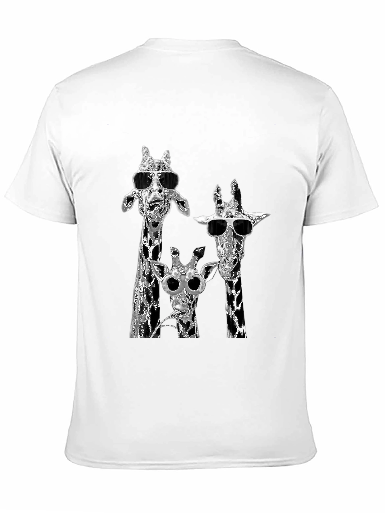 Camiseta Negra con Diseño de Jirafas con Gafas