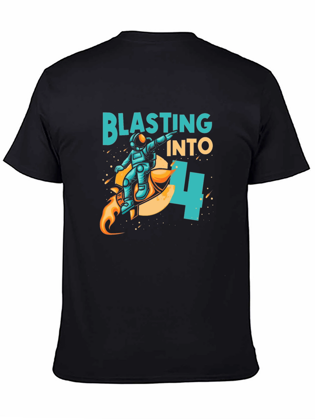 Camiseta Negra Astronauta Blasting Into 4