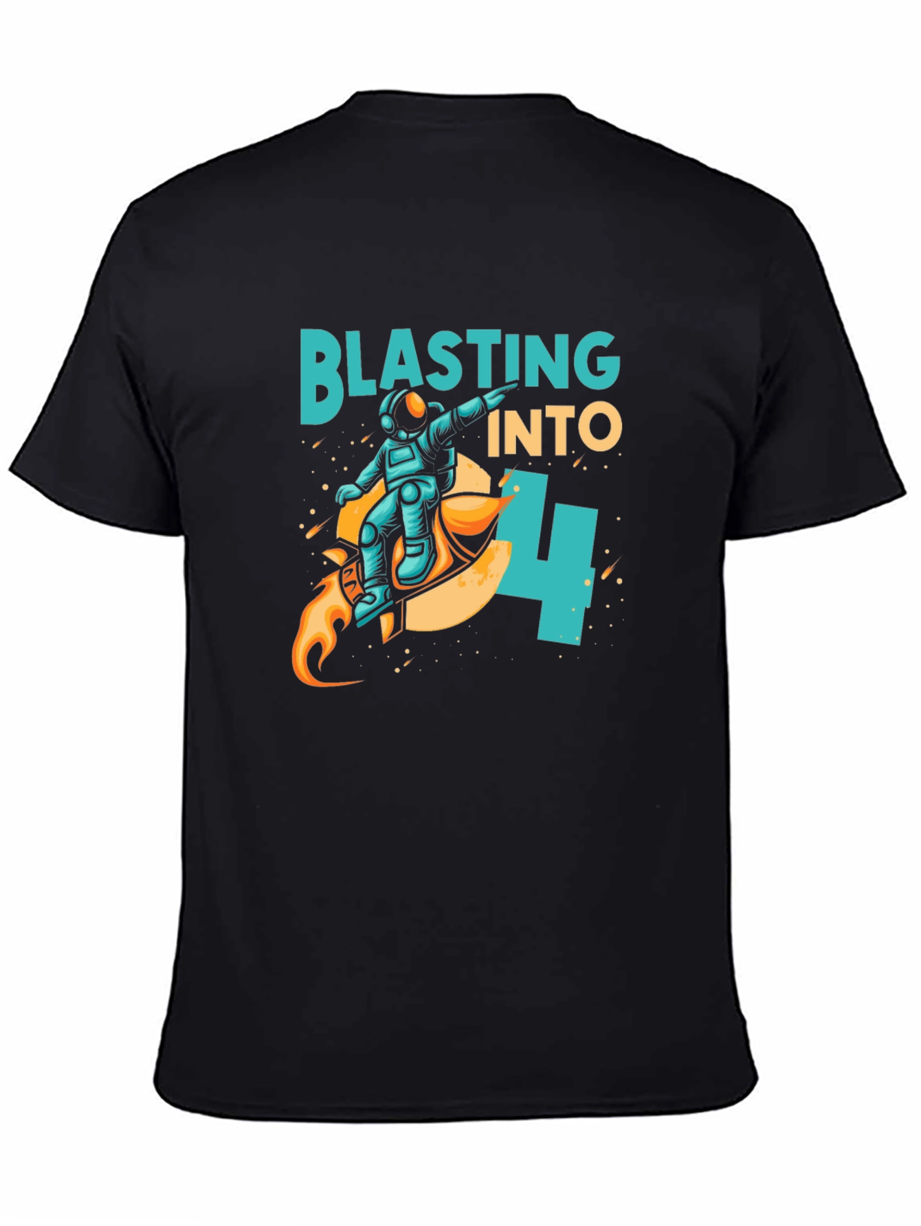 Camiseta Negra Astronauta Blasting Into 4
