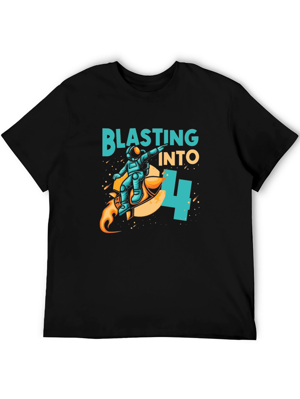 Camiseta Negra Astronauta Blasting Into 4