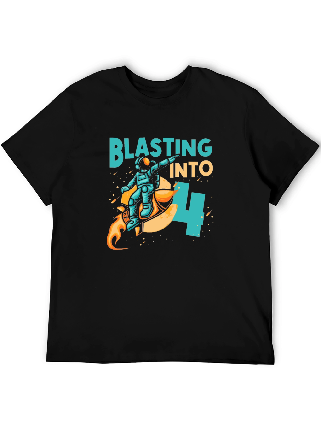 Camiseta Negra Astronauta Blasting Into 4