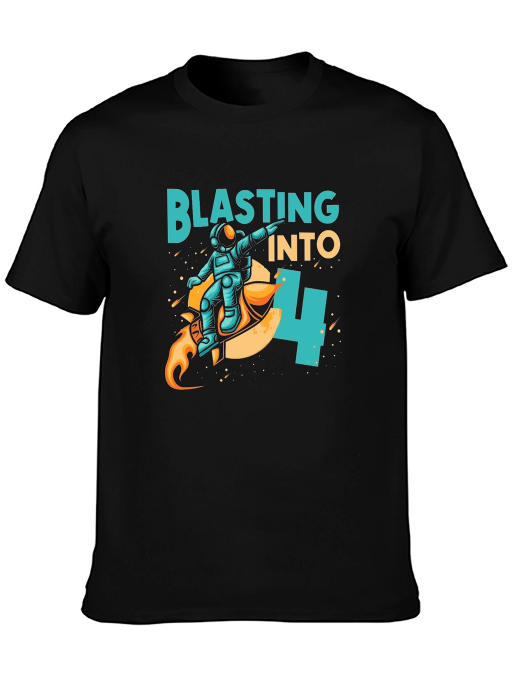 Camiseta Negra Astronauta Blasting Into 4