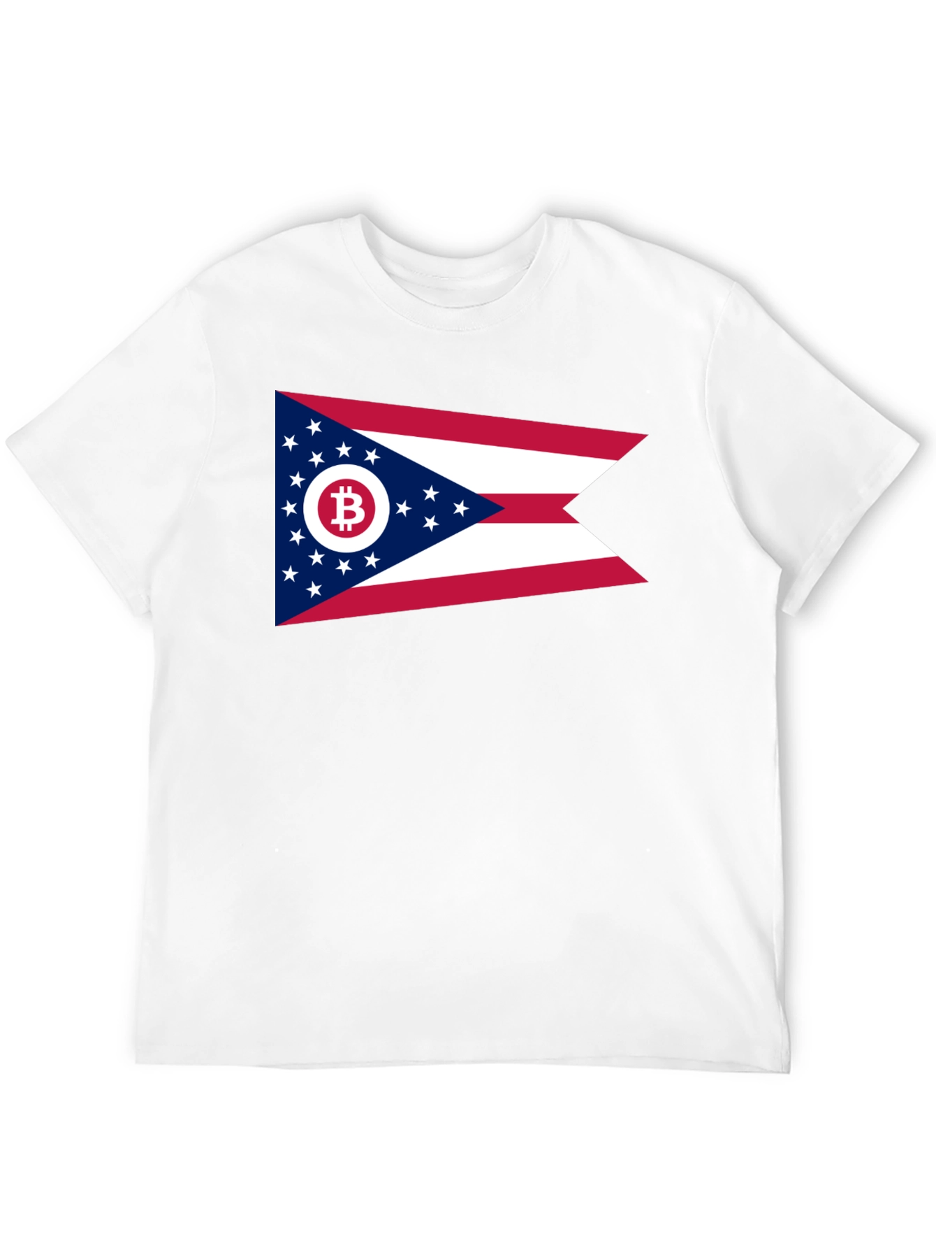 Camiseta Negra con Diseño Bandera de Ohio Bitcoin