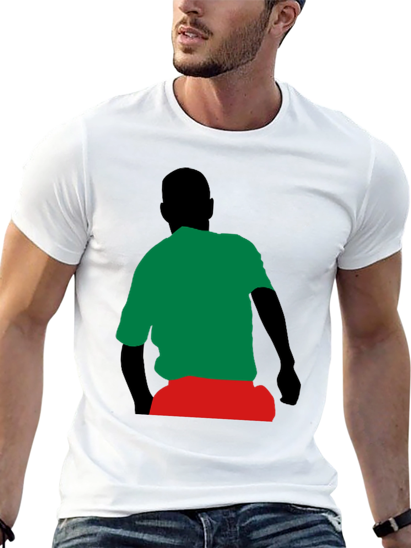 Camiseta Negra con Diseño Abstracto de Persona a Color