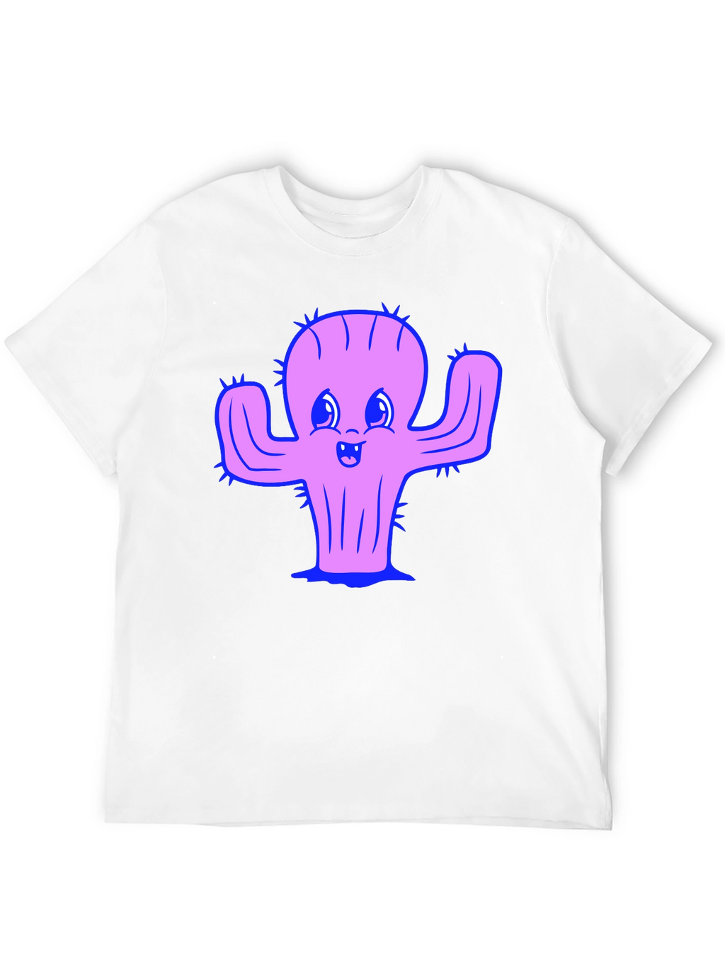 Camiseta Negra con Diseño de Cactus Sonriente