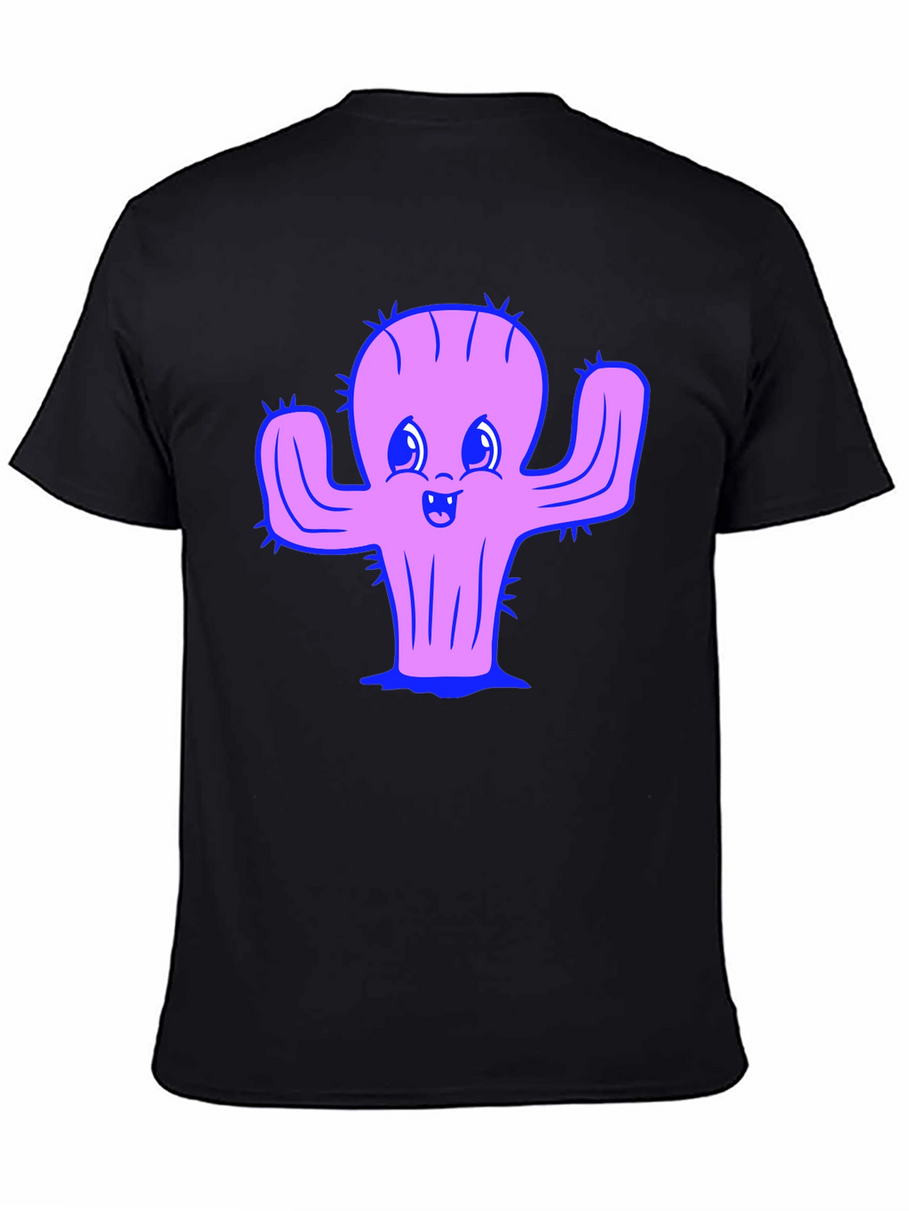 Camiseta Negra con Diseño de Cactus Sonriente