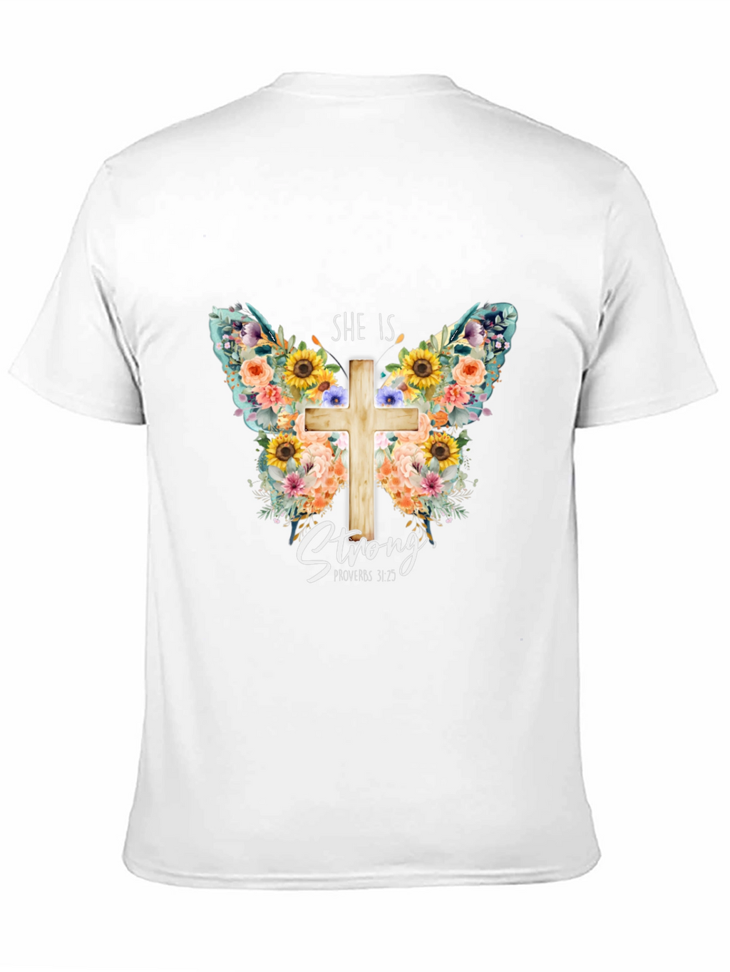 Camiseta Cristiana Floral Ella Es Fuerte