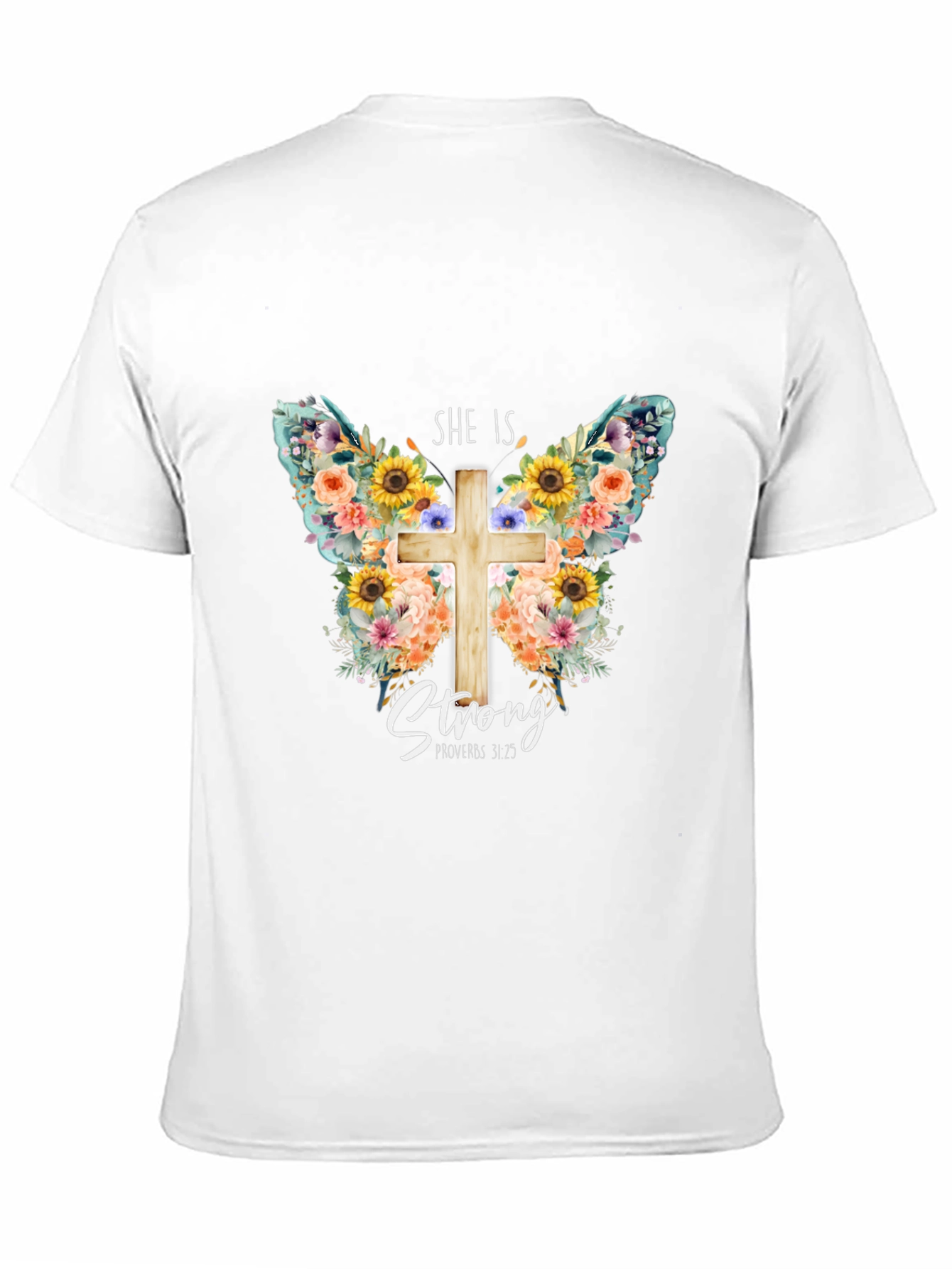 Camiseta Cristiana Floral Ella Es Fuerte