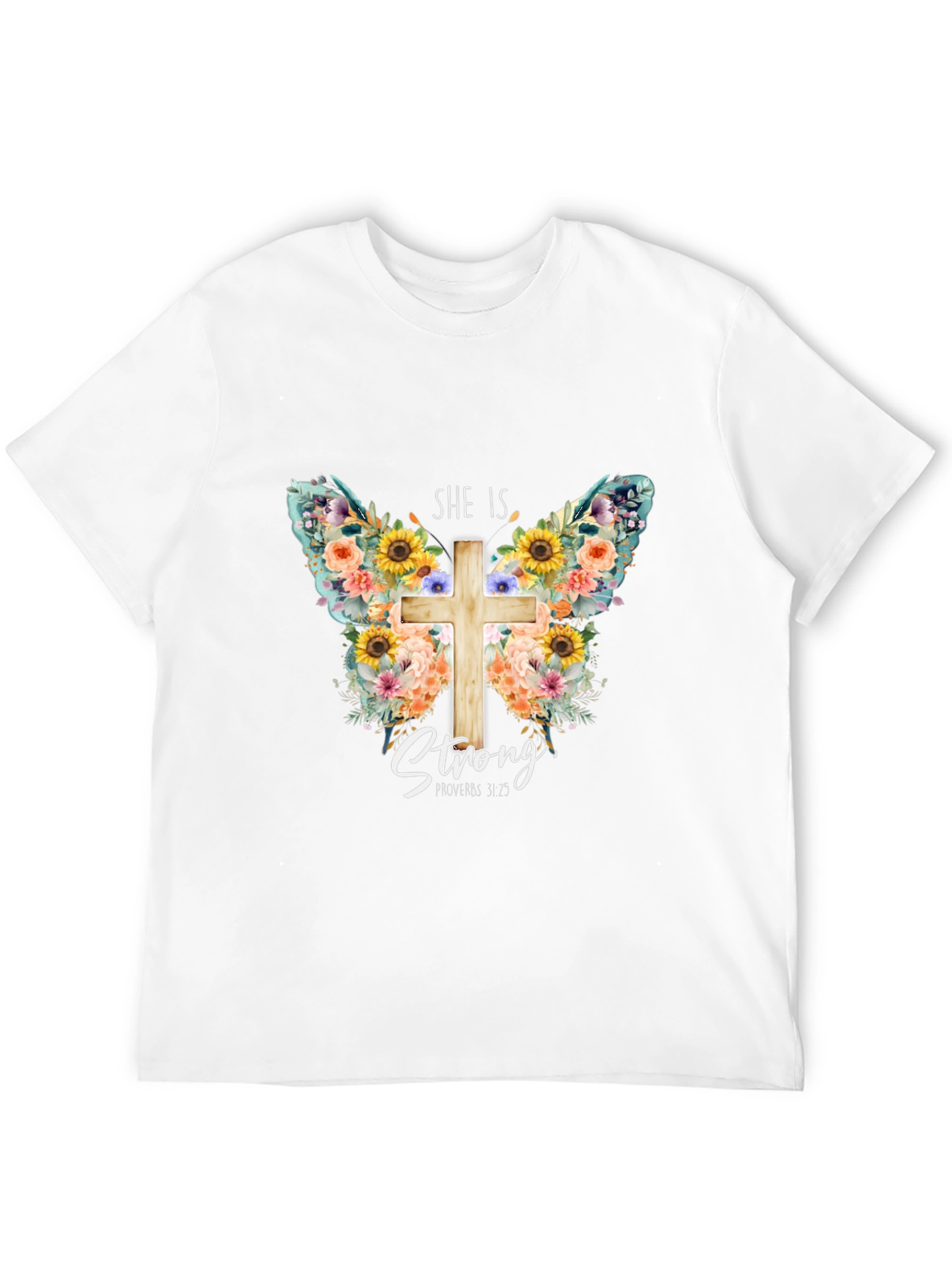 Camiseta Cristiana Floral Ella Es Fuerte