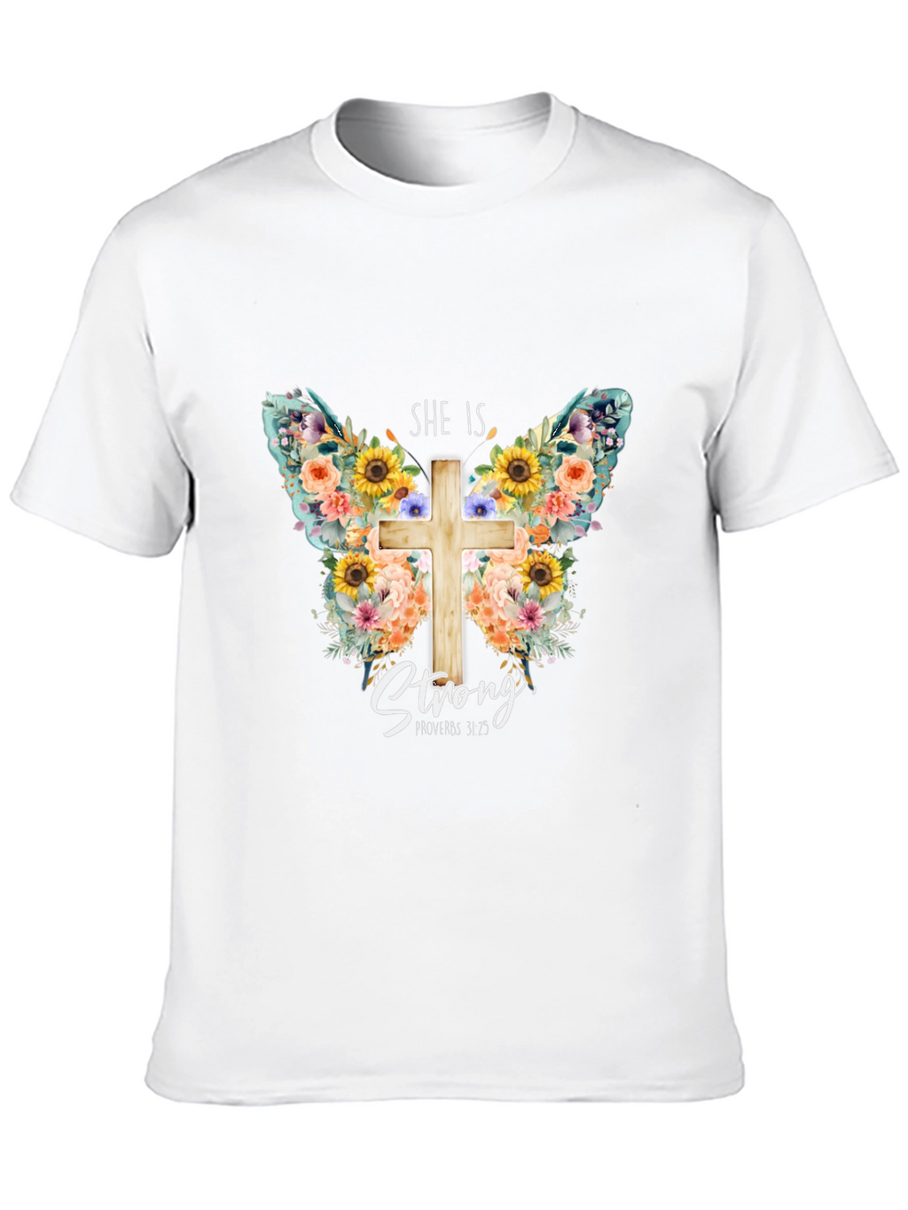 Camiseta Cristiana Floral Ella Es Fuerte