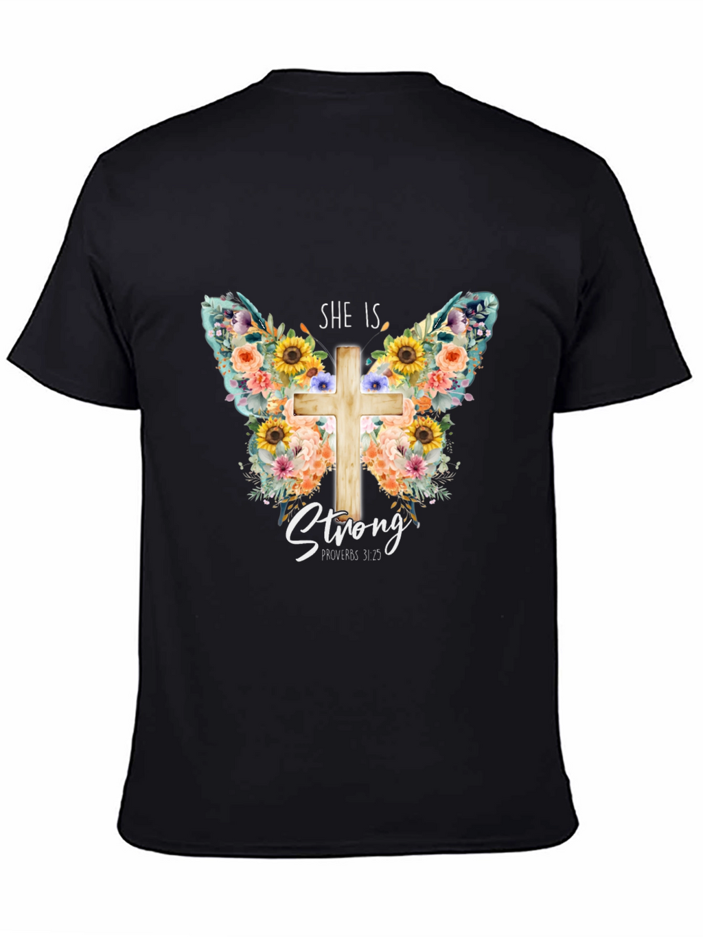 Camiseta Cristiana Floral Ella Es Fuerte