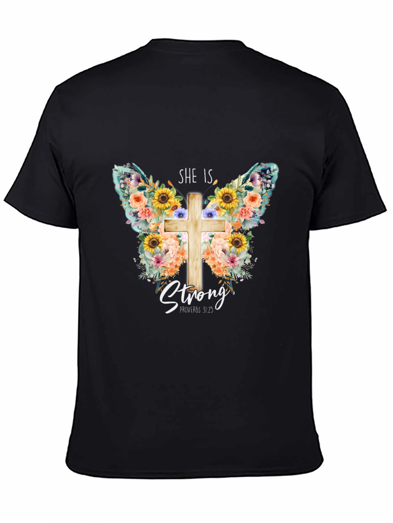 Camiseta Cristiana Floral Ella Es Fuerte